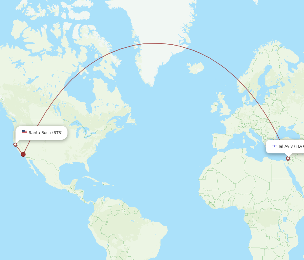 TLV to STS flights and routes map