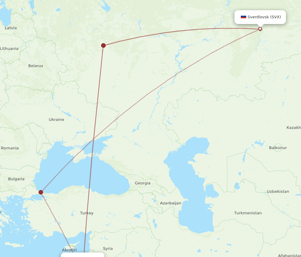 TLV-SVX flight routes