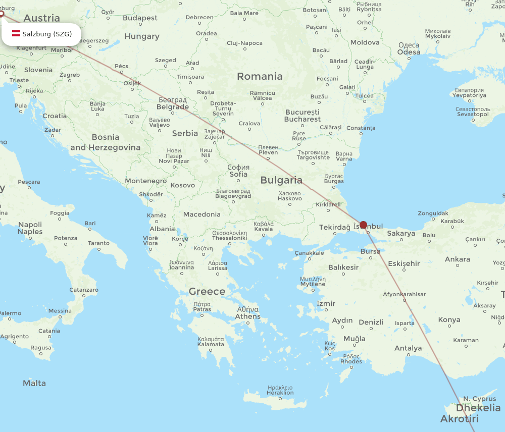 TLV to SZG flights and routes map