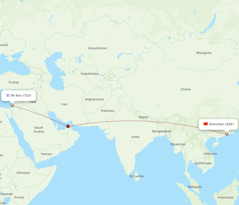 TLV-SZX flight routes