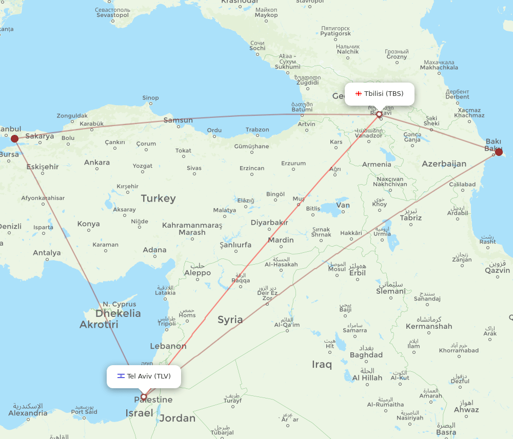 TLV-TBS flight routes