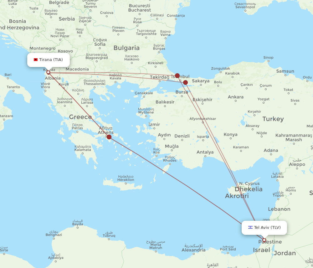TLV-TIA flight routes