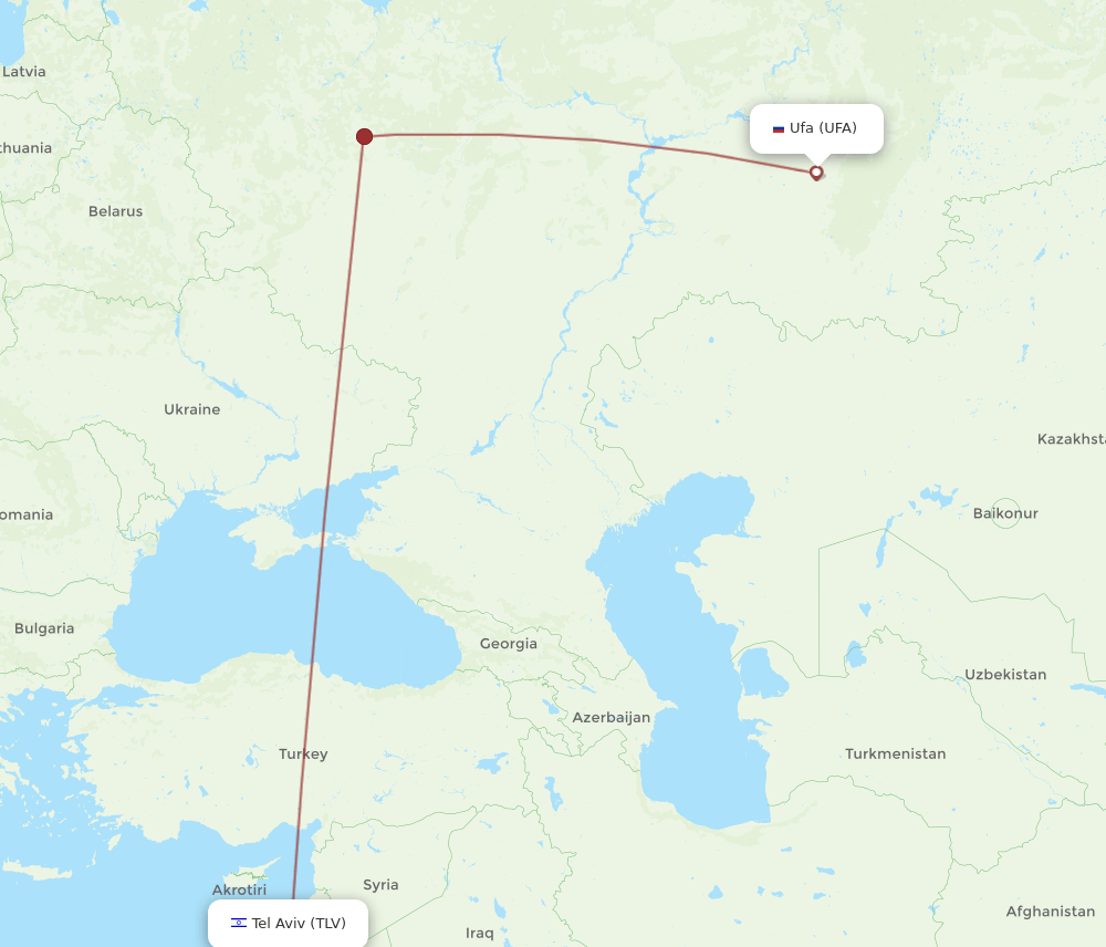 TLV to UFA flights and routes map
