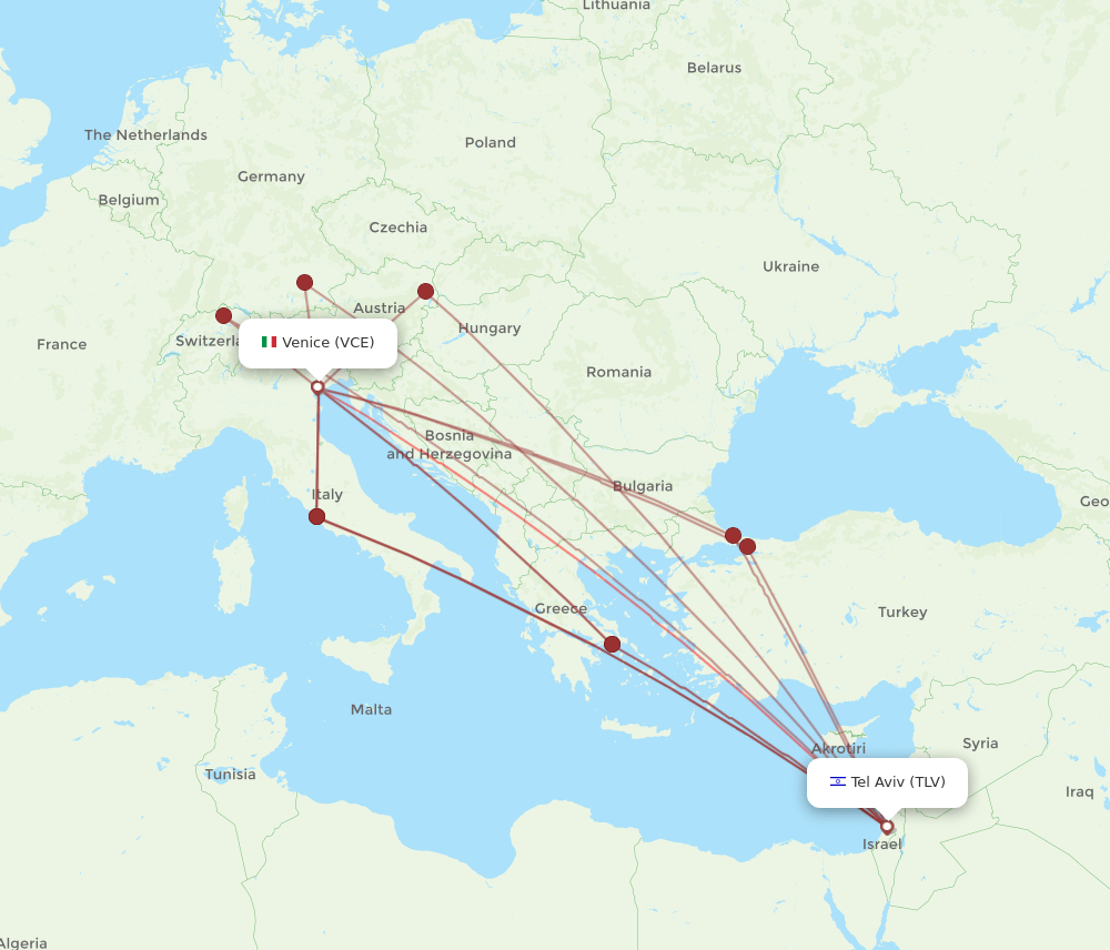 TLV-VCE flight routes
