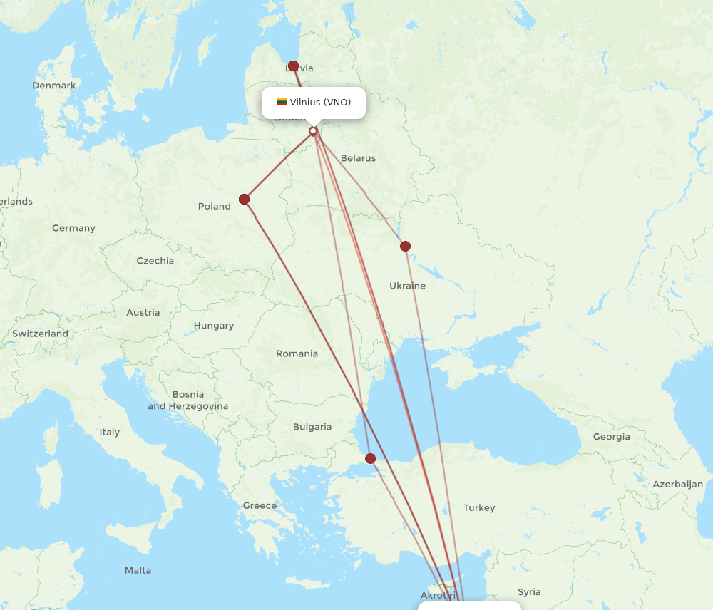 TLV-VNO flight routes