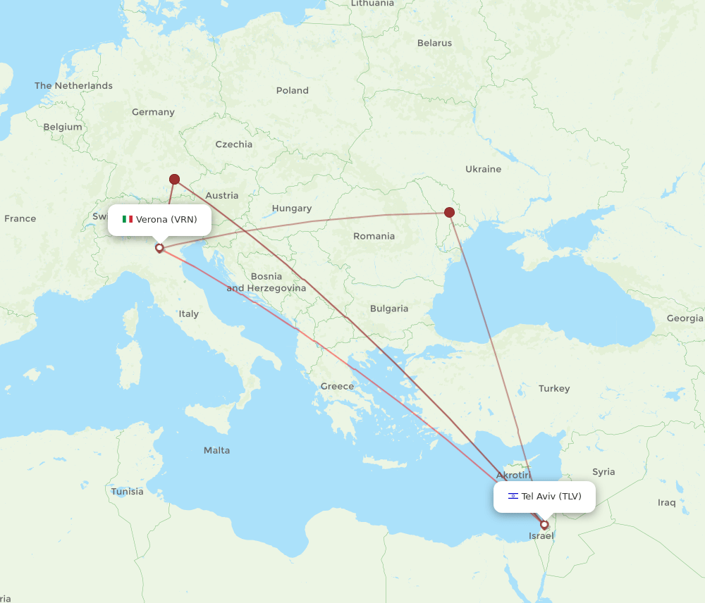 TLV to VRN flights and routes map
