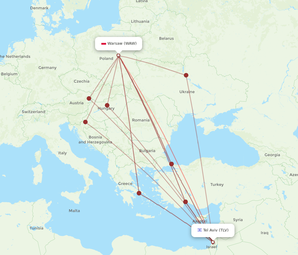 TLV-WAW flight routes