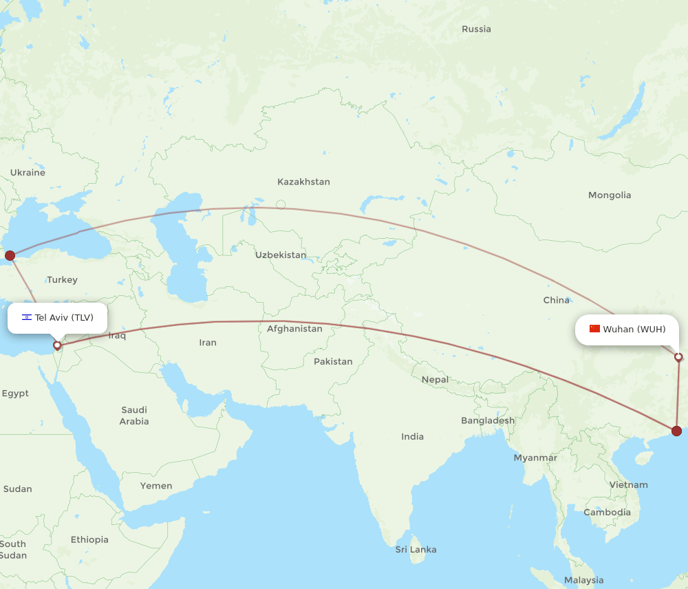 TLV-WUH flight routes