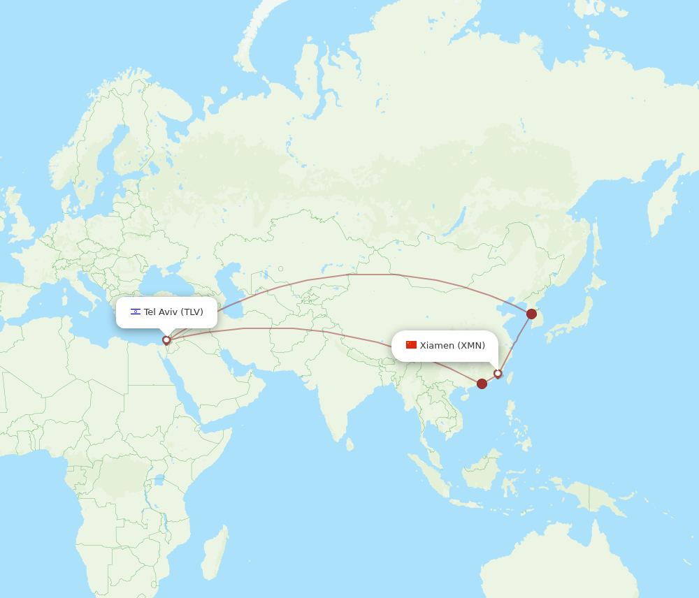 TLV-XMN flight routes