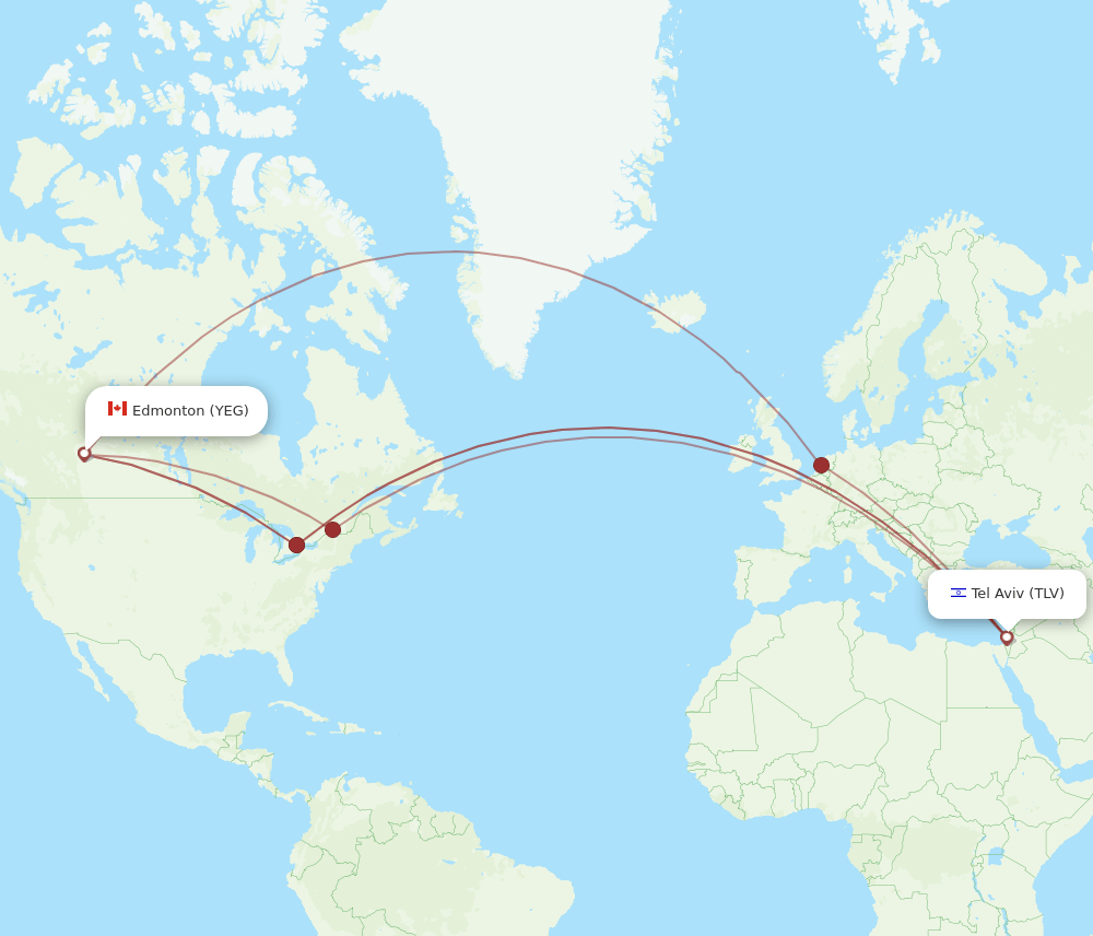 TLV-YEG flight routes