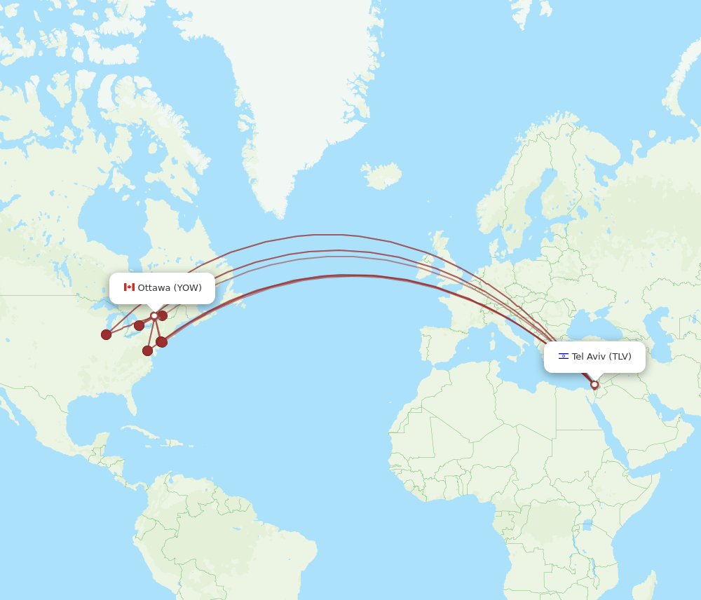 TLV-YOW flight routes