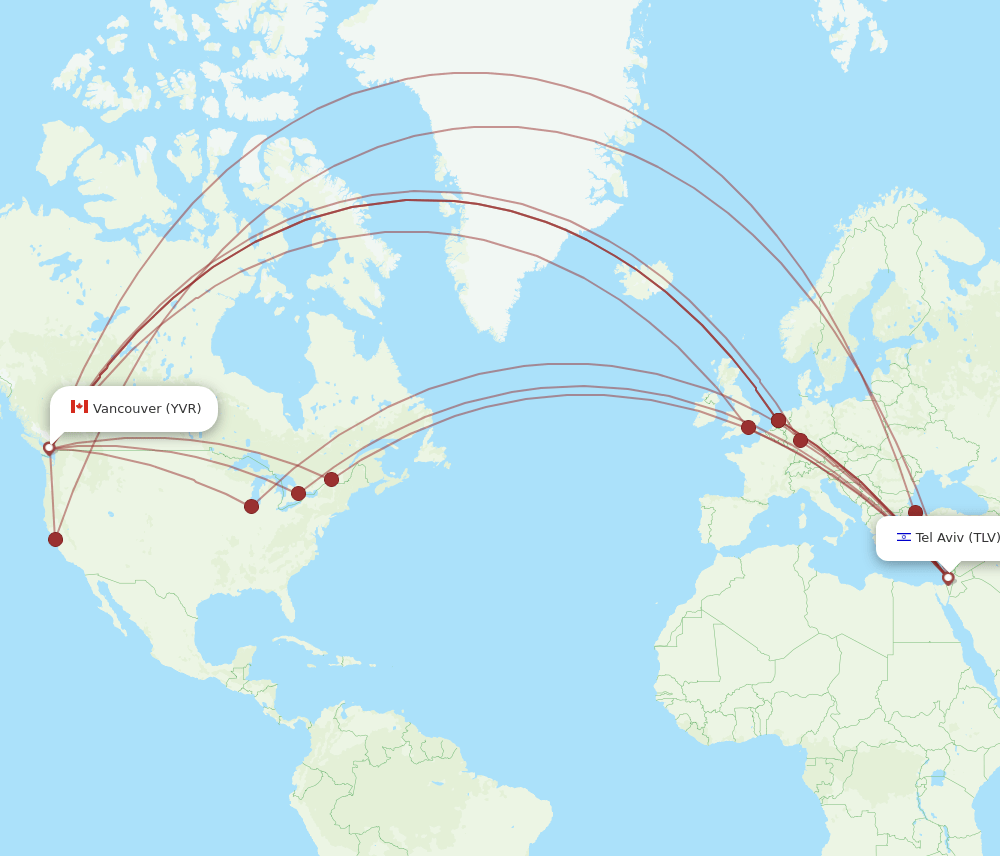TLV-YVR flight routes