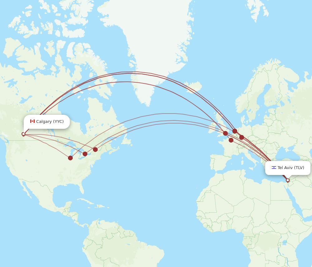 TLV-YYC flight routes