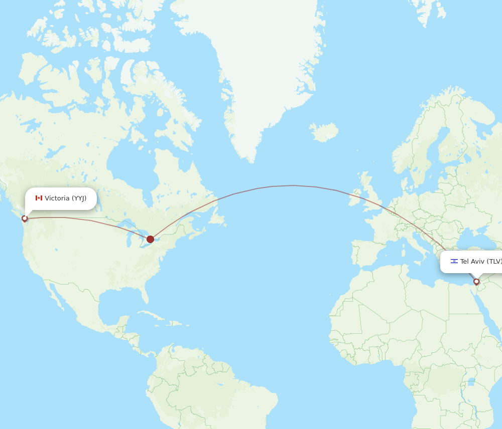 Victoria - Tel Aviv-Yafo route map and flight paths