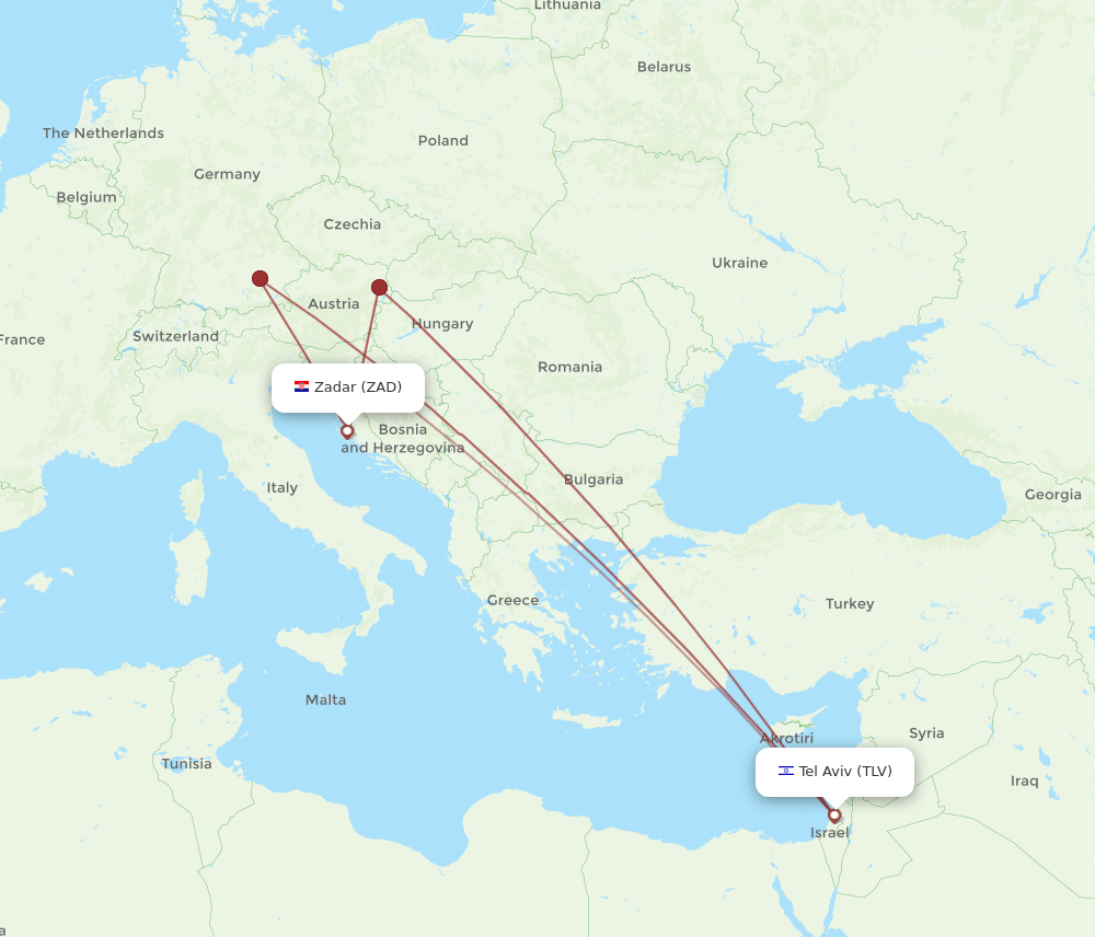 TLV-ZAD flight routes