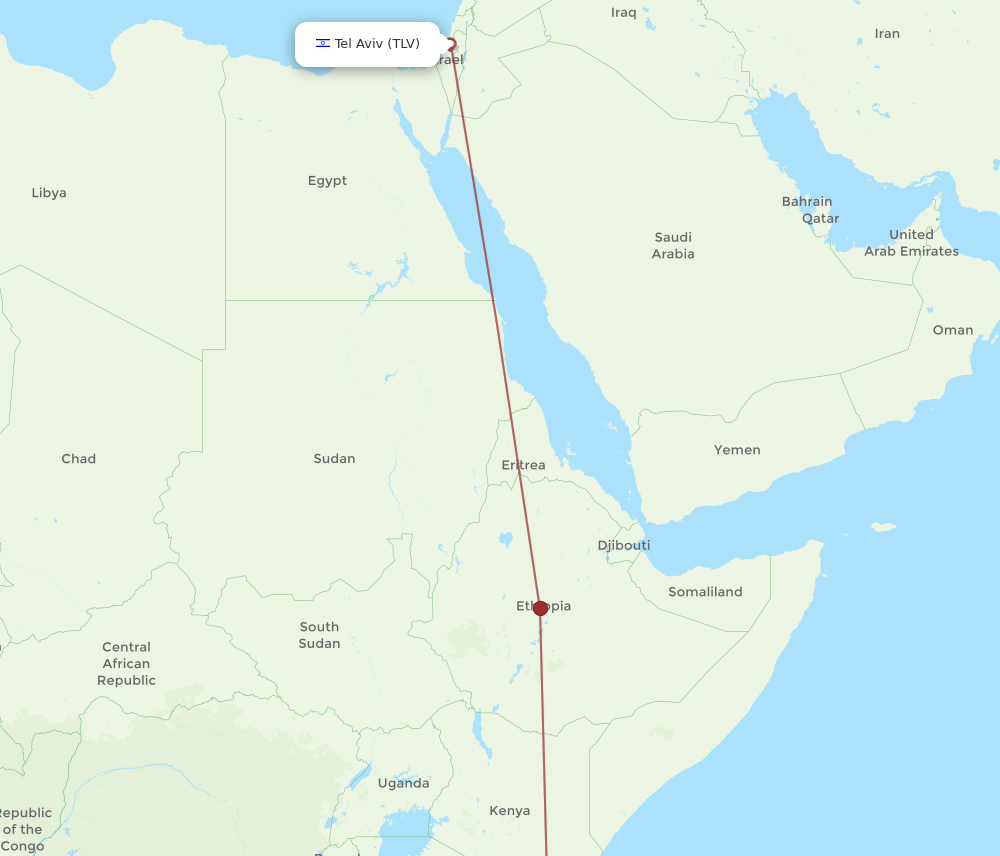 Zanzibar - Tel Aviv-Yafo route map and flight paths