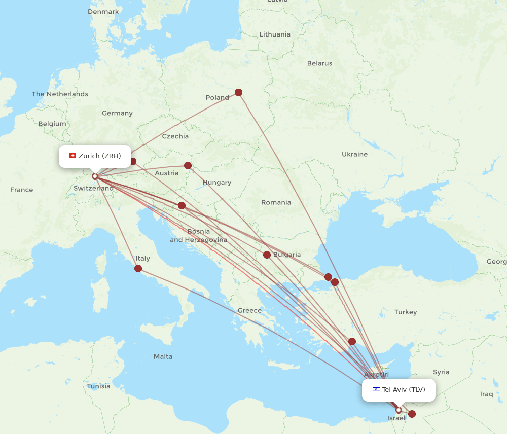 TLV-ZRH flight routes