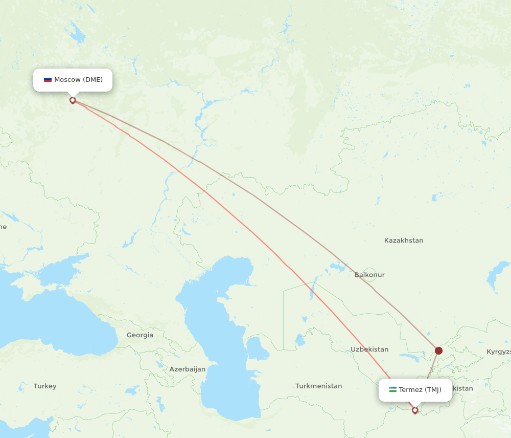 Termez - Moscow route map and flight paths
