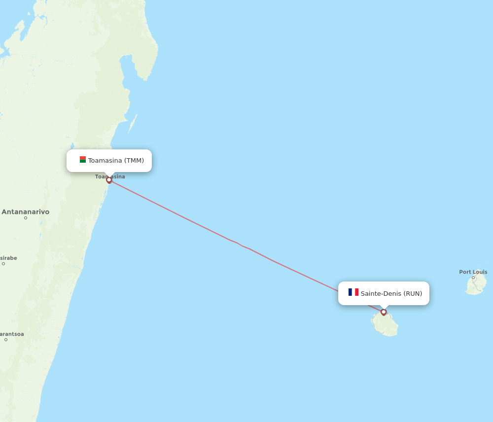 TMM to RUN flights and routes map