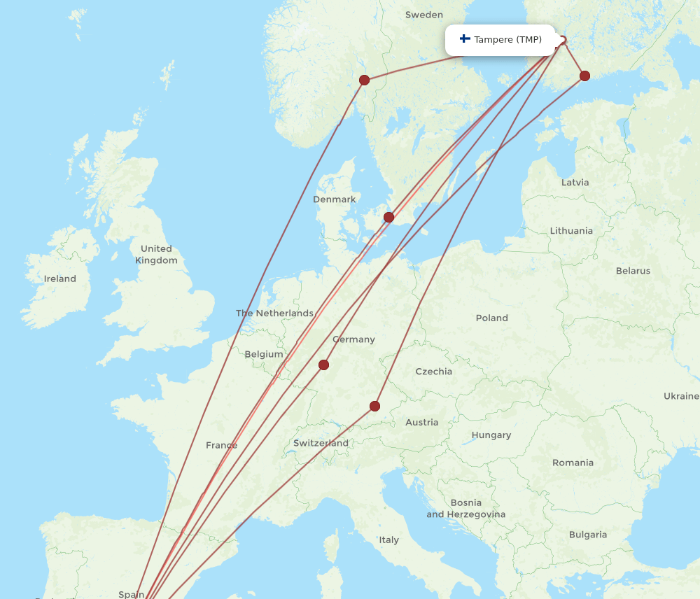 TMP-AGP flight routes