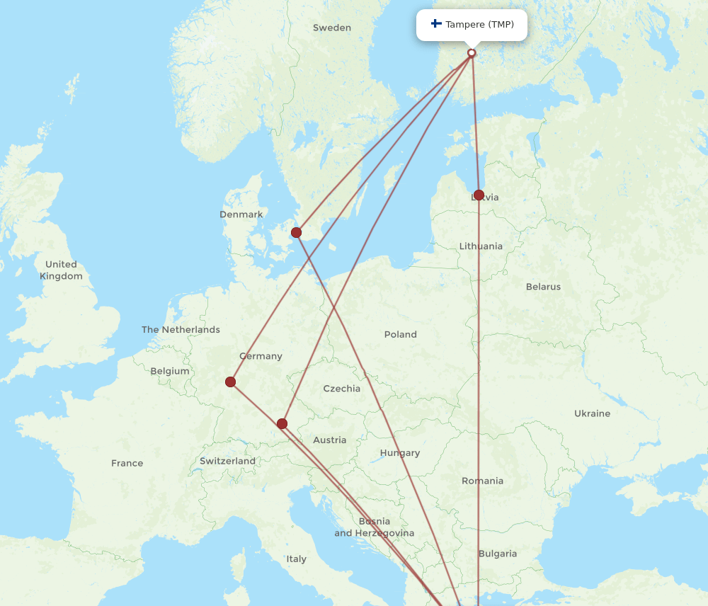 TMP to ATH flights and routes map