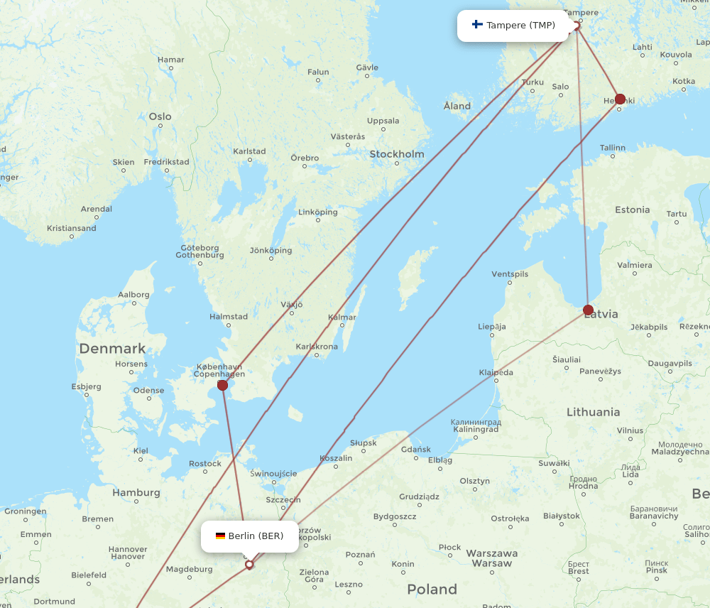 TMP-BER flight routes