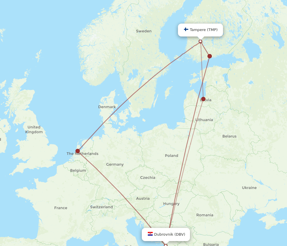 TMP-DBV flight routes