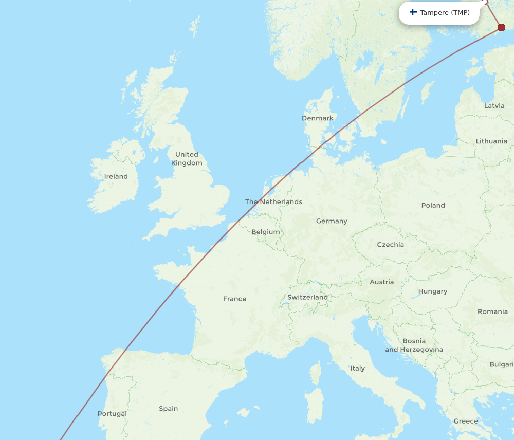 TMP to FNC flights and routes map