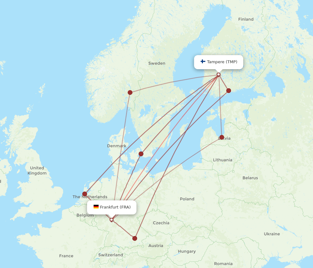 TMP to FRA flights and routes map