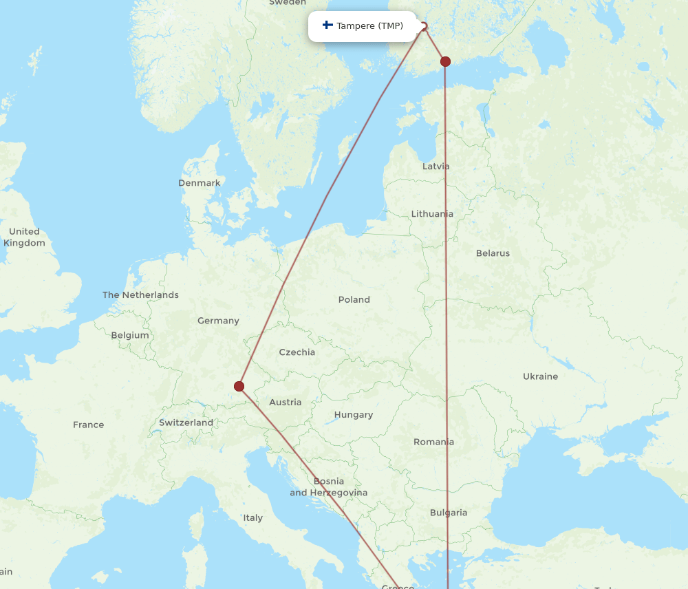 TMP to HER flights and routes map