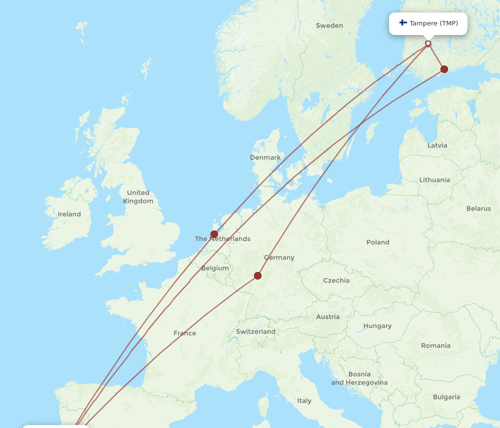 TMP to LIS flights and routes map