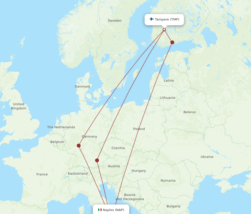 TMP-NAP flight routes