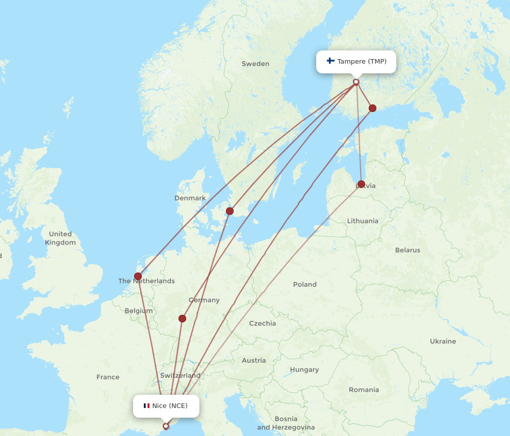 TMP-NCE flight routes