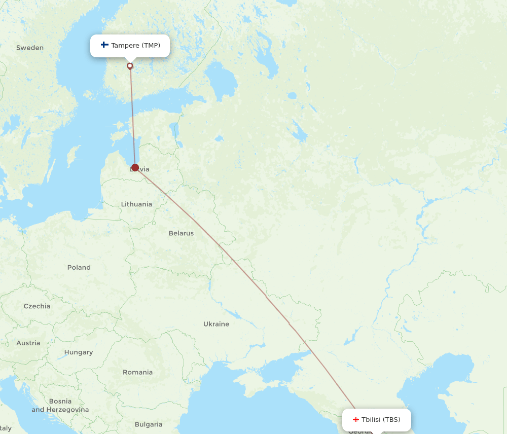 TBS to TMP flights and routes map