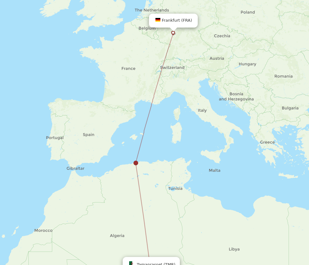 TMR-FRA flight routes