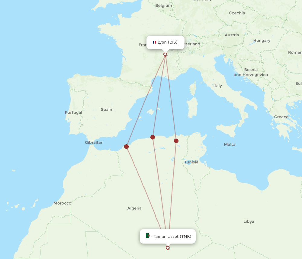 TMR-LYS flight routes