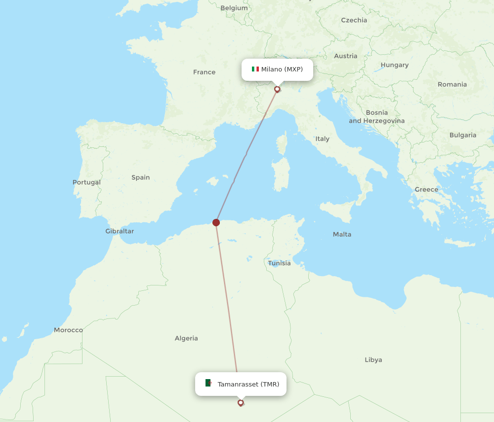 TMR-MXP flight routes