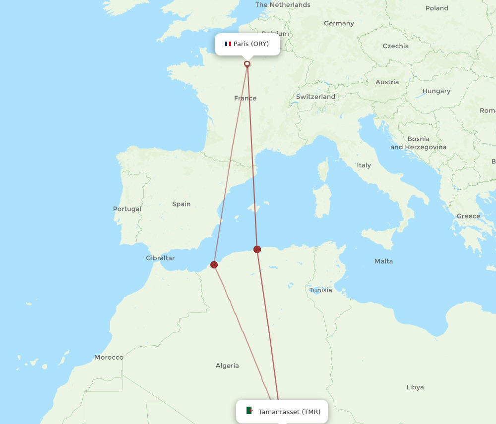 TMR-ORY flight routes