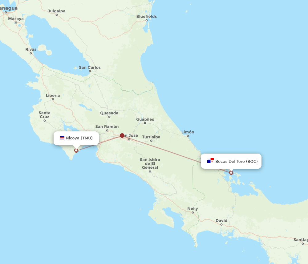 TMU-BOC flight routes