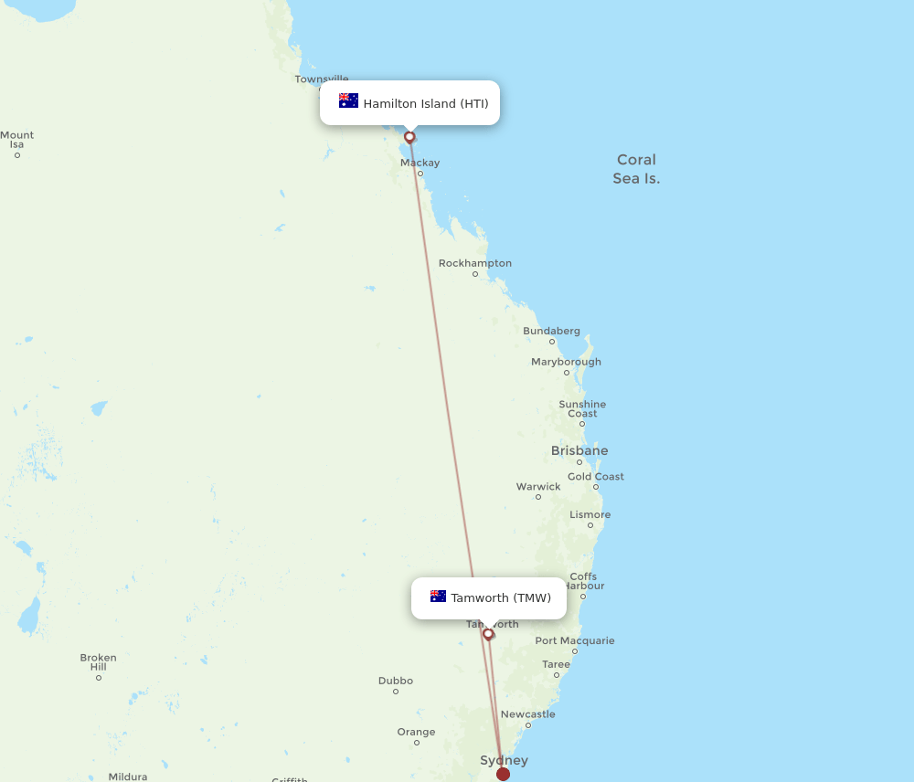 TMW-HTI flight routes