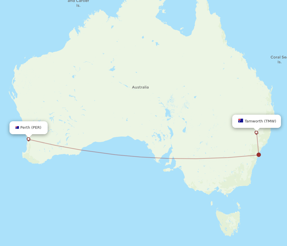 TMW-PER flight routes