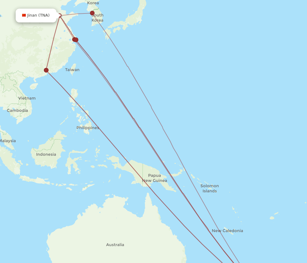 TNA-AKL flight routes
