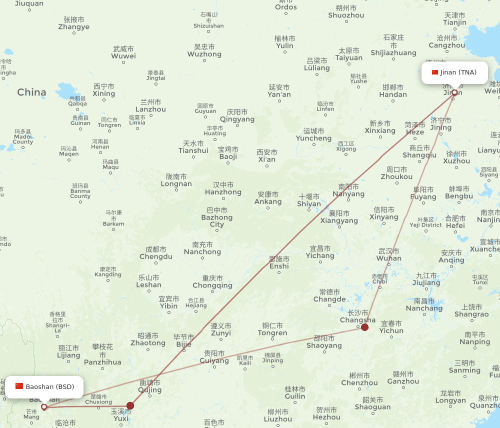 TNA to BSD flights and routes map