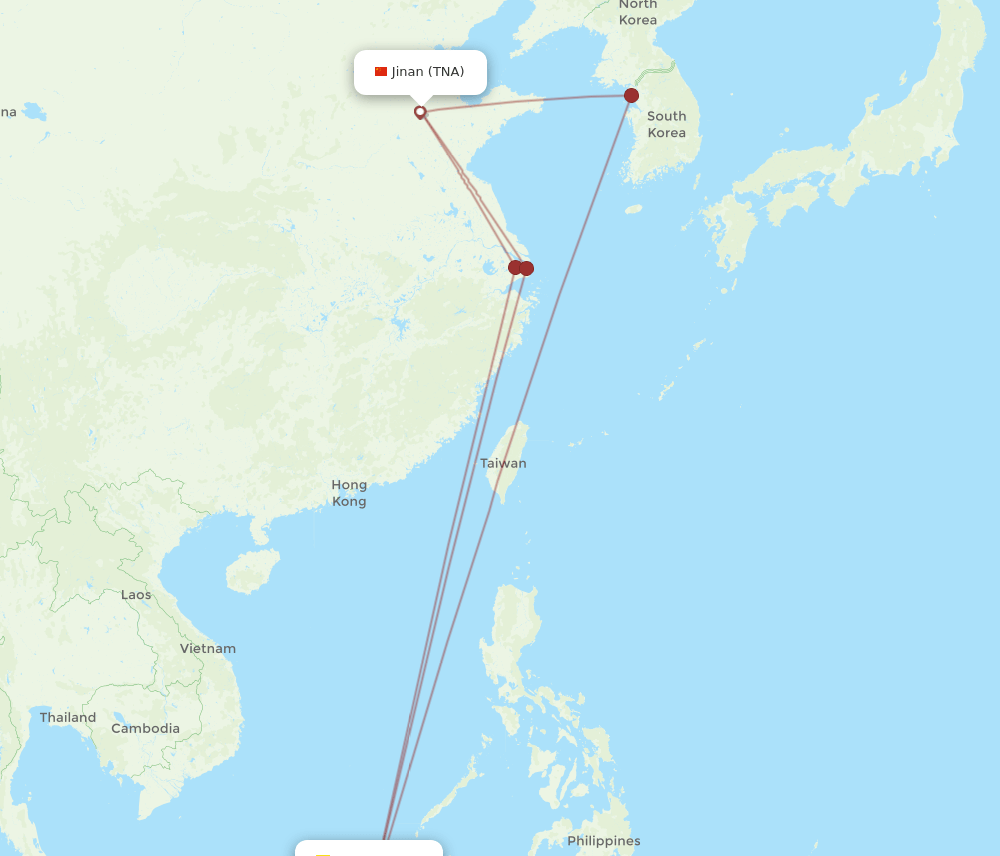 BWN to TNA flights and routes map