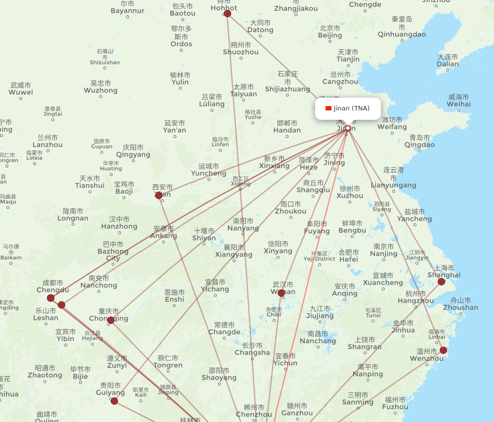 TNA-CAN flight routes