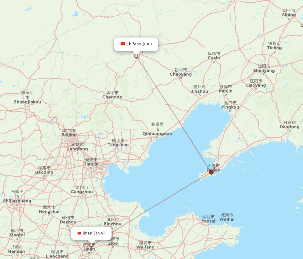 CIF to TNA flights and routes map