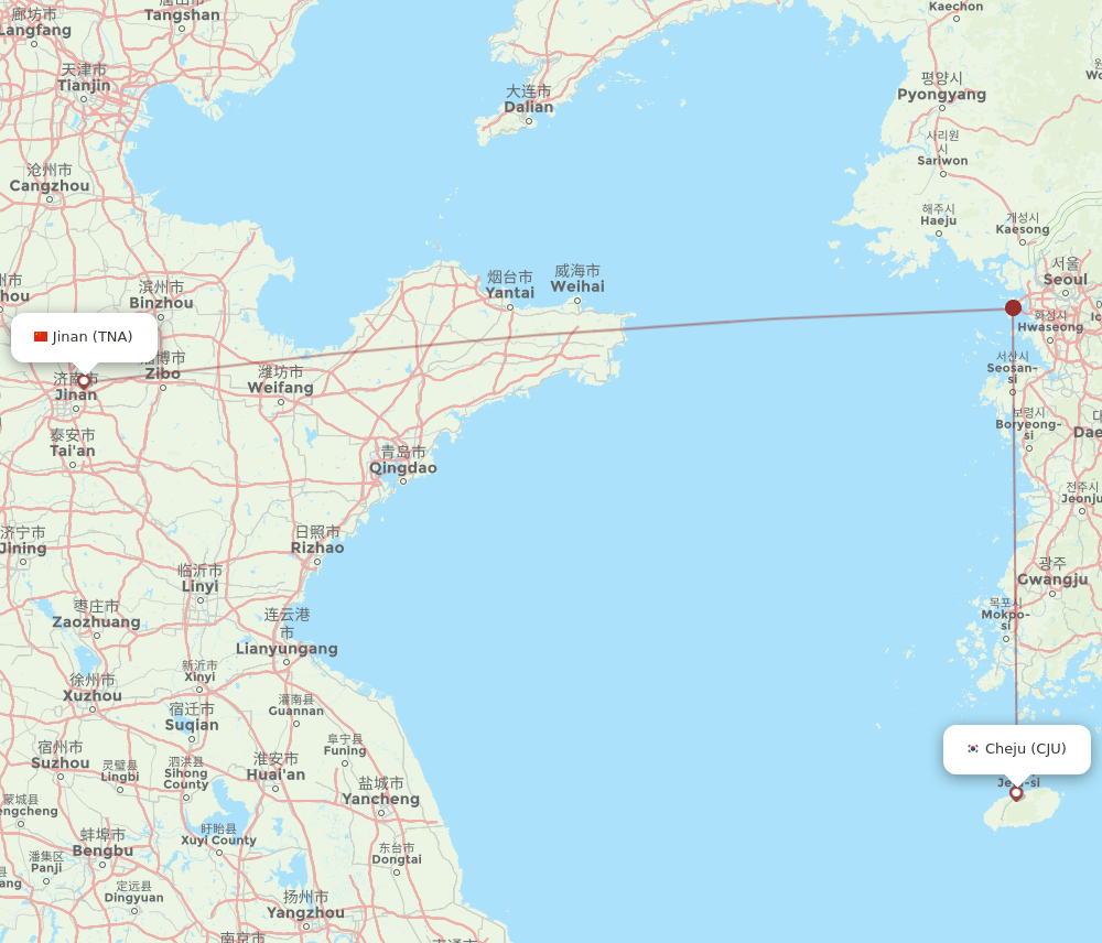 TNA-CJU flight routes