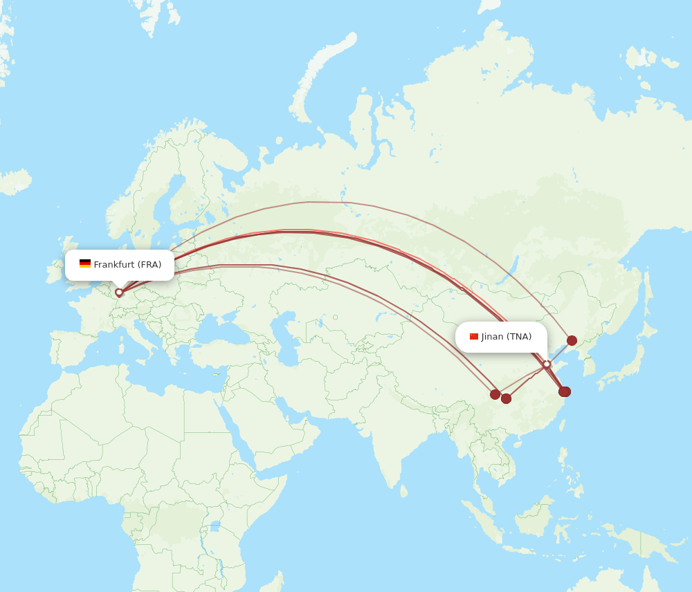 TNA-FRA flight routes