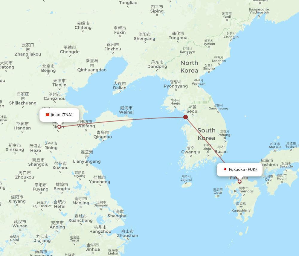 TNA to FUK flights and routes map