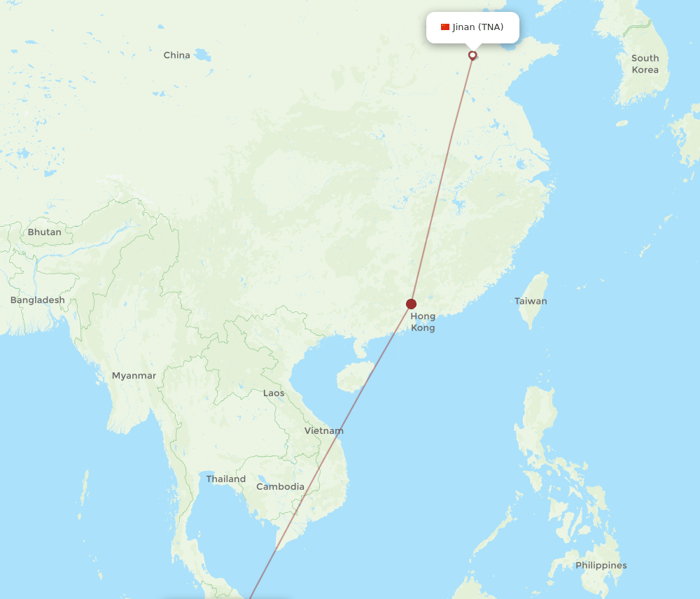 TNA-KUL flight routes